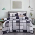 Cotton Checked Quilt Duvet Doona Cover Set King Single/Double/Queen Size Bedding