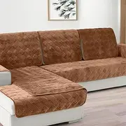 Deep Dream Crystal Velvet Sofa Slipcover, Furniture Protector Couch Cover, Machine Washable Sofa Cover, Anti-Slip Couch Covers for Pets Kids, 2pcs/28''x28''/Armrest&Backrest Cover, Light Coffee