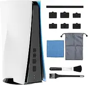 RHOTALL Dust Plugs Kit for PS5 Console, USB HDMI AC LAN Port Dust Protector, Silicone Dustproof Plug Accessories for PS5 with 7 Dust Plugs, 2 Brushes, 1 Rag and 1 Accessories Storage Bag - Black