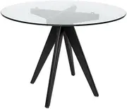 SK Designer Living Jean Prouve Inspired Round Glass Dining Table | 100cm - Black