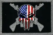 SNIPER SKULL WITH RIFLES MILITARY HOOK & LOOP APPLIQUE EMBROIDERED PATCH EE-V16