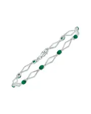 Silver 1.60 ct. tw. Diamond & Emerald Bracelet