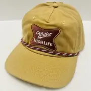 Miller High Life Authentic A-Frame Trucker Hat Snapback Adjustable Brown Rope