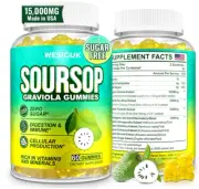 ✨ Soursop Graviola Gummies Sea Moss Turmeric Cell Support Immune Sugar Free 60 C