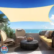 SHADESPEARE 16' x 20' Beige Rectangle Sun Shade Sail Canopy Durable Fabric UV