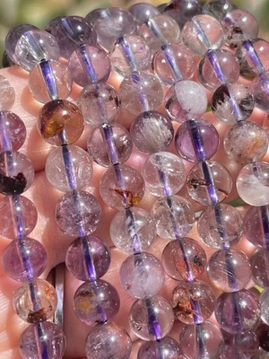 Purple Ghost Amethyst Quartz Bracelet Purple Phantom Stretchy Bracelet Crystal