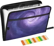 Quteprint 13 Pockets Expanding File Folder with Zipper Closure, Swirl Galaxy Space Accordion File Folder with Sticky Labels, Letter Size A4 Papers Expandable File Document Organizer