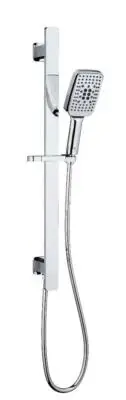 Square Chrome Wide Rail Sliding Shower Set With Direct Water Inlet Design