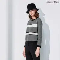 在飛比找momo購物網優惠-【Master Max】羊毛保暖掛肩條紋針織上衣(83280