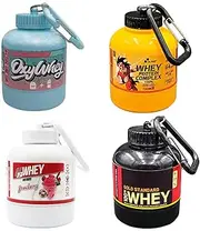 4 pack Protein Powder Storage Container, Portable Supplement Powder Container with Funnel & Keychain, 200ml, 60g, for Travel Gym Workout Fitness.