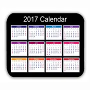 Calendar 2017 Mouse Mat Black Anti-Slip Computer PC Desktop Gaming Mouse Pad