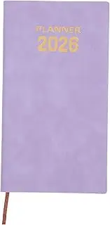 Angoily Portable Pocket Journal Notebook Planner Pu Leather Cover 2026 Pocket Planner Calendar Notebook For Weekly School Planner