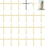 FINGERINSPIRE 24 Pcs Crossing Cupcake Toppers 3.89x2.71x0.04inch Lemon Chiffon Color Mirror Acrylic Wedding Cross Cake Decoration Baptism Cake Toppers Cross Cake Religious Celebration Charm for Party
