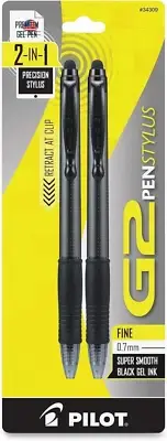 Pilot, G2 Pen Stylus, Fine Point 0.7 mm, Pack of 2, 1 Count (Pack 1), Gray