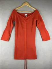 Pink Diamond Off Shoulder Sweater Dress size S Small Orange Mini Dress Drawline