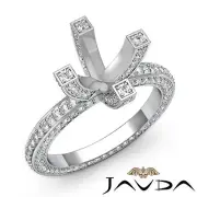 Diamond Wedding Ring 18k White Gold Vintage Style Pave Round Semi Mount 1.9Ct