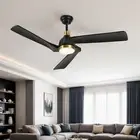52" Black Ceiling Fan Contemporary with Lights & Remote Control Reversible