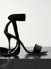 [Manolo Blahnik] Manolo Blahnik - Chastana 105 Suede-trimmed Leather Sandals - Black - IT40 IT 40 Black