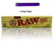 Raw Organic Natural Unrefined 1 1/4 Pre Rolled Paper Cones 32 Pack + Free Tube