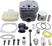 XXUMKL Fit for H-u-s-q-v-a-r-n-a 372 371 365 362 Chainsaw Spare Part 503939372 503814502 Air Fuel Filter Intake M-a-n-i-f-o-l-d 50mm Cylinder Piston Kit