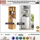 1.6m Wooden 3in1 Corner Book Shelf Bookcase Drawer Cabinet Display Storage Stand