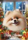 Pomeranian Cream Merry Christmas Flag