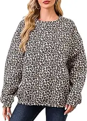 [Eutten] Womens Camo Sweatshirt Maple Leaf Print Oversized Camo Crewneck Sweatshirt Fleece Pullover Hoodies Long Sleeve