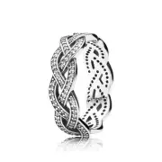 New Authentic Pandora Sterling Silver Sparkling CZ Plait Ring 190913CZ-50