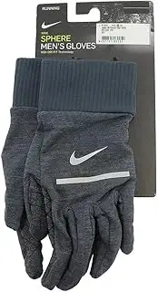 [Nike] Men's Dri Fit Heathered Sphere Touch Screen Running Gloves (Medium, Grey)