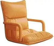 Floor Chair with Back Support,Padded Sleeper Bed with Armrests Adjustable Lazy Sofa,6 Adjustable Position,for Bedroom Living Room(Orange)