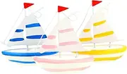 TOKIDNY 3pcs Sailboat Ornament Set Mediterranean Style Sailing Boat Decor Ship Model for Office Living Room Bookshelf
