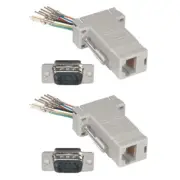 2x 9-Pin DB9 RS232 Male to RJ11/12 6P6C Phone Line Jack Modular Adapter Ivory