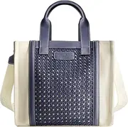 [Tommy Bahama] Tote Bag, Women's Casual Everyday Shoulder Bag with Woven Design and Adjustable Shoulder Strap, Blue, Blue
