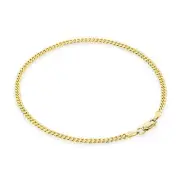 14K Yellow Gold Solid 2.7mm Miami Cuban Link Chain Bracelet Lobster Clasp Men 8"