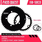 PASS QUEST Foldable Road Bike Chainring 5-Arm 110BCD 2X crankset AERO Round