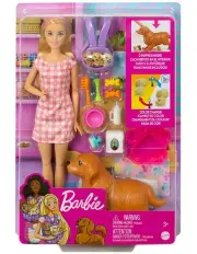 Barbie Doll Newborn Pups Playset