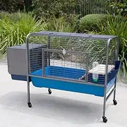 Raised on Castor Rabbit Cage Guinea Pig Hutch with External House Box