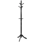 Entryway Height Adjustable Coat Stand with 9 Hooks-Black - Color: Black