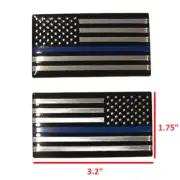 Thin Blue Line Right & Left Aluminum American Flag Decal Car Truck Emblem MAGA