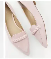 $138 NIB ANN TAYLOR LOFT SZ 8.5 M PINK BRAIDED SUEDE POINTY TOE FLATS SLIP ON