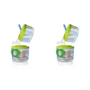 2x Chicco 3 Phase System Powder Milk Dispenser Baby Formula Container Green