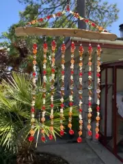 11”x15” Driftwood Beaded Suncatcher , Window Curtain Decor, Garden Art.