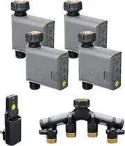 [Orbit] 21207 B-hyve Smart Hose Watering Timer (Gen 2) 4-Pack with Wi-Fi Hub and Hose Y Splitter, Gray