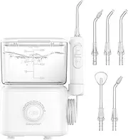 Water Dental Flosser Teeth, 10 Adjustable Pressure, 600ml Large Capacity, Electric Oral Irrigator Water Floss for Teeth Cleaning, 5 Water Jet Tips for Family (White)