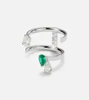 [Repossi] Repossi Serti Sur Vide 18kt white gold ring with diamonds and emerald N multicoloured