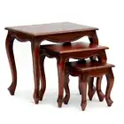 Nest of Tables, Queen Ann,Timber, Nest of 3 Tables, Medium Brown.