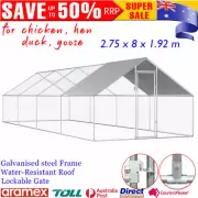 Outdoor Chicken Cage Run Enclosure Aviary Galvanized Steel Walk in Poultry House