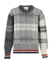 Thom Browne Tartan Printed Ribbed Pullover 2,3,4,5 Gray