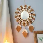 Tassel Tapestry Wall Mounted Makeup Mirror Garland Decor Backdrop for Living