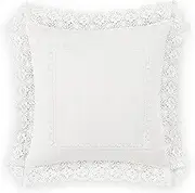 Laura Ashley Home - Throw Pillow with Envelope Closure, Elegant Home Decor for Bed or Sofa (Annabella White, 18" x 18")